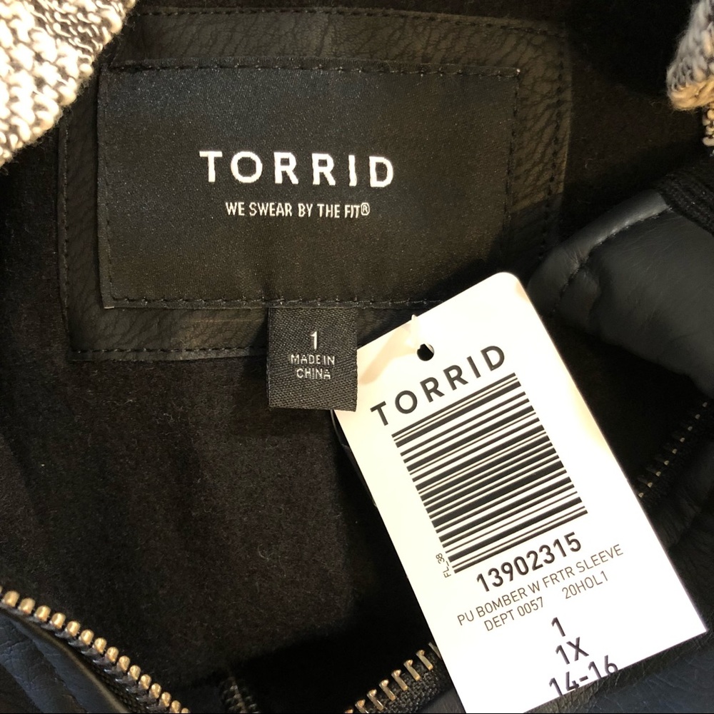 Torrid mixed media faux leather jacket coat 1X 14/16 plus size NWT - Picture 7 of 11